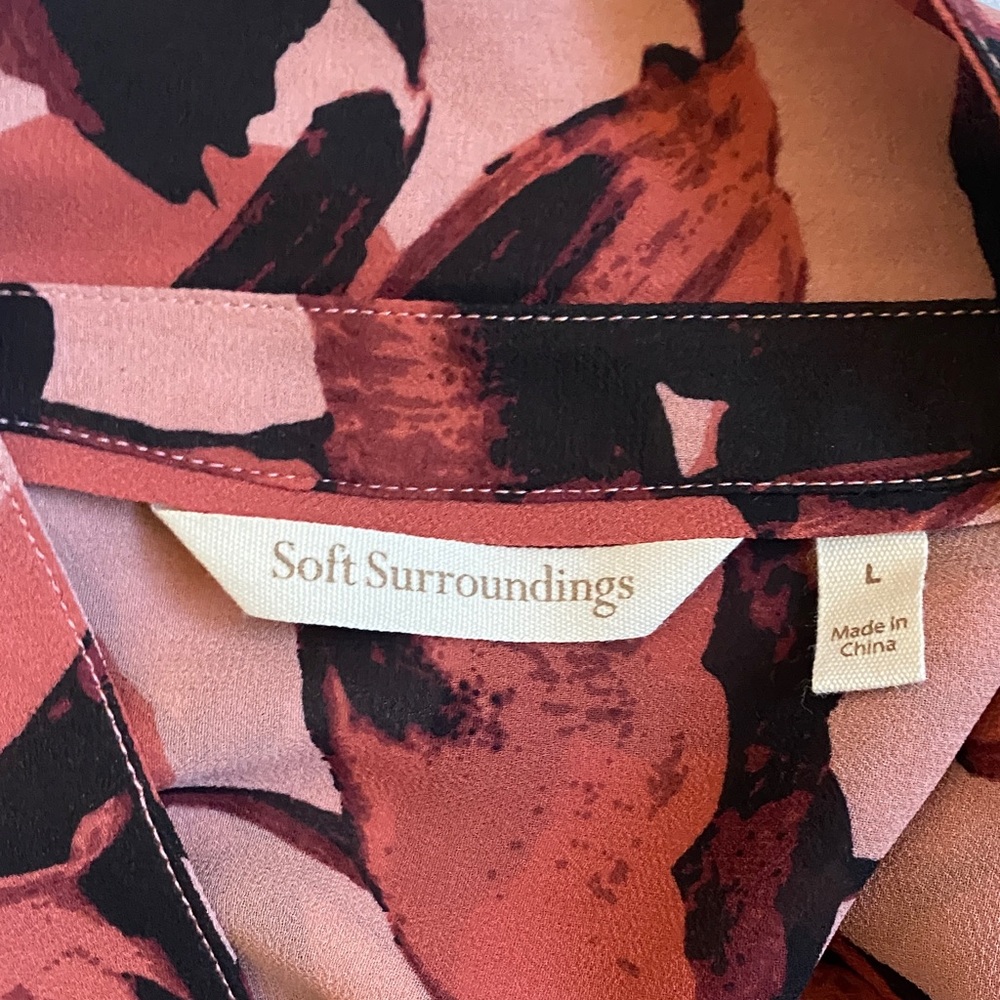 SOFT SURROUNDING Floral Pink and Black Long Shirtdress - Picture 11 of 11